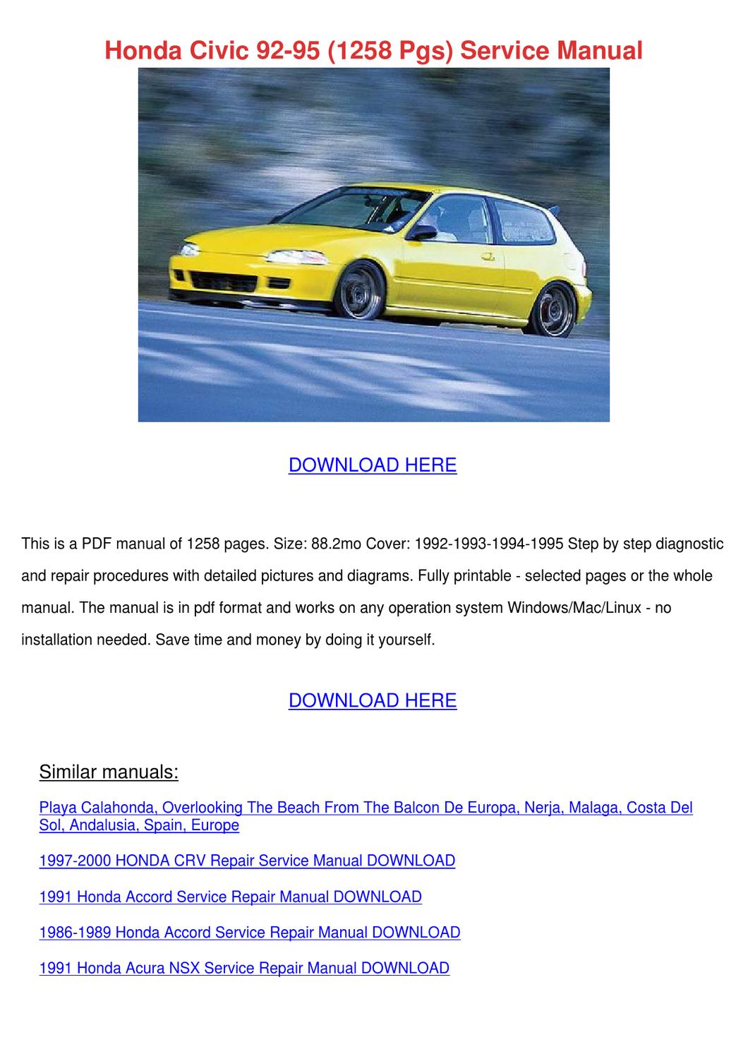 1997 Honda Accord Service Manual Download
