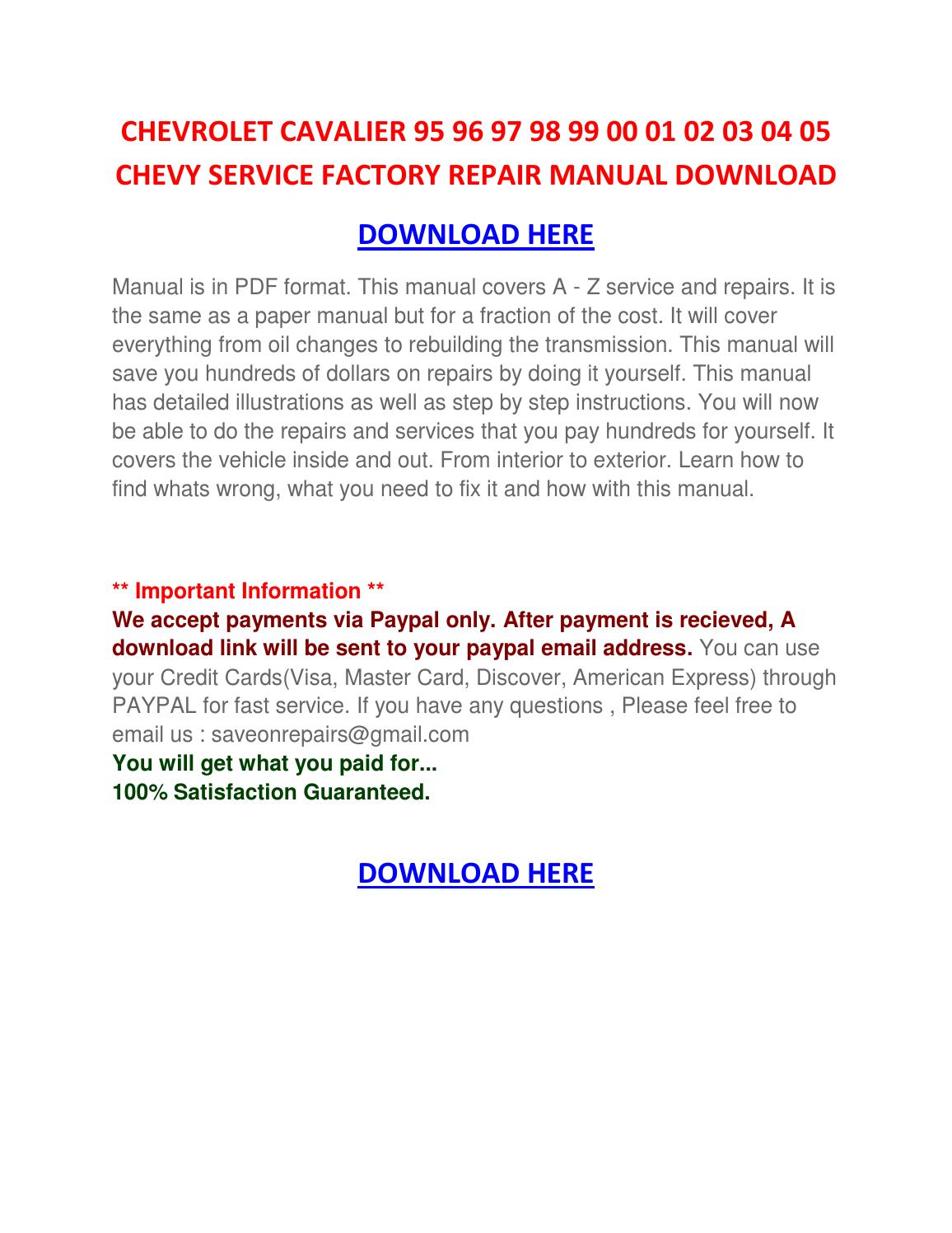 1997 Honda Accord Service Manual Download
